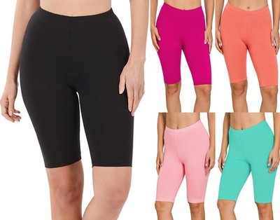 Zenana Premium Cotton Bermuda Shorts Soft Stretch Bike Biker Yoga Pants Leggings