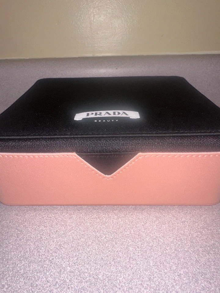 Bolso de Maquillaje PRADA BEAUTY Rosa Negro Bolsa de Cosméticos Bolso sin asas Caja de Belleza Nuevo Foto 2 de 4
