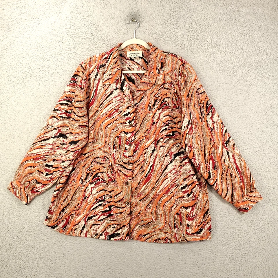 Blusa colorida Donnkenny abotonada con textura arrugada para mujer 1X Foto 2 de 4