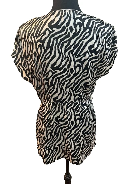 Blusa Walter Mujer Talla Mediana Negra Estampado Animal Exponer Frontal Cremallera Cuello en V Foto 4 de 4