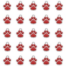 40Pcs Enamel Paw Print Charm Dog Paw Footprint Charms Metal Red/White