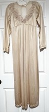 Vintage Gilead Nightgown Robe Womens 34 Gold Lace Silky Loungewear