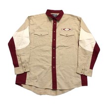Vintage Wrangler Shirt Men  s L Colorblock Aztec Pearl Snap Long Sleeve Western