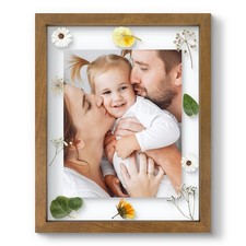 11x14 Floating Picture Frame - Brown Solid Wood Frame for Pressed Flower - Re...