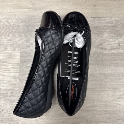 Safe T Step Sasha Slip Resistant Ballet Flats, Black, size 6.5m 24/7 Comfort Ins