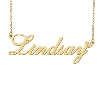Lindsay Namenskette Herz Charm Anhänger 18k vergoldet Edelstahl Schmuck