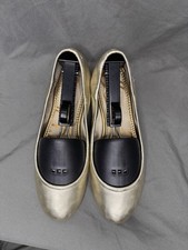 SAM EDELMAN Size 8M Fritz Ballet Flat Metallic Gold Soft Leather Women  s EU 38