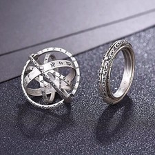 Astronomical Ball Ring Rotating Sphere Cosmic Design Statement Band Rings