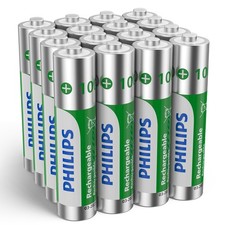 Philips 16 Packs Rechargeable AAA Batteries 1000mAh 1.2V Ni-MH Triple A Battery
