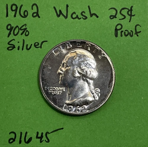 1962 Washington Quarter 25c Gem Proof 90% Silver See Pictures
