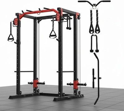 2000LBS Power Cage All-in-1 Home Gym Squat Rack with Lat Pulldown System