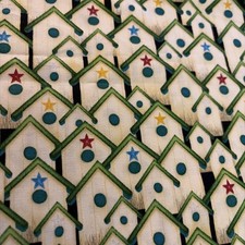 Country Birdhouses Cotton Fabric 1 1/3 Yards New