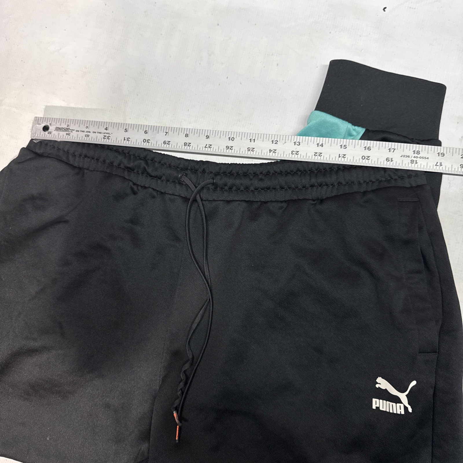 VTG 1980s Puma Jogger Pants Mens S Black Track Retro Pockets Drawstring 0400 thumbnail 4