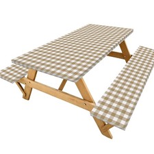1 Set Flannel Back 72x30 Picnic Table Cover With Bench Covers Orange White