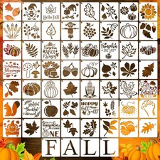 60 Pcs Fall Stencils for Painting Reusable Thanksgiving Crafts 3 x 3 Inch