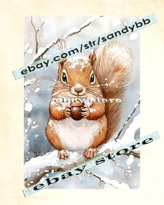 Metal Sign Cute Winter Squirrel Scene cute woodland decor