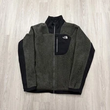 The North Face Tech Fleece Full Zip Jacket Large Green Black Outdoors Hiking