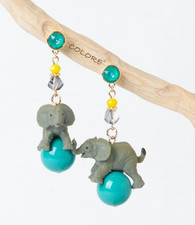 Boucles d'oreilles éléphant faites à la main avec des cristaux Swarovski, bij...
