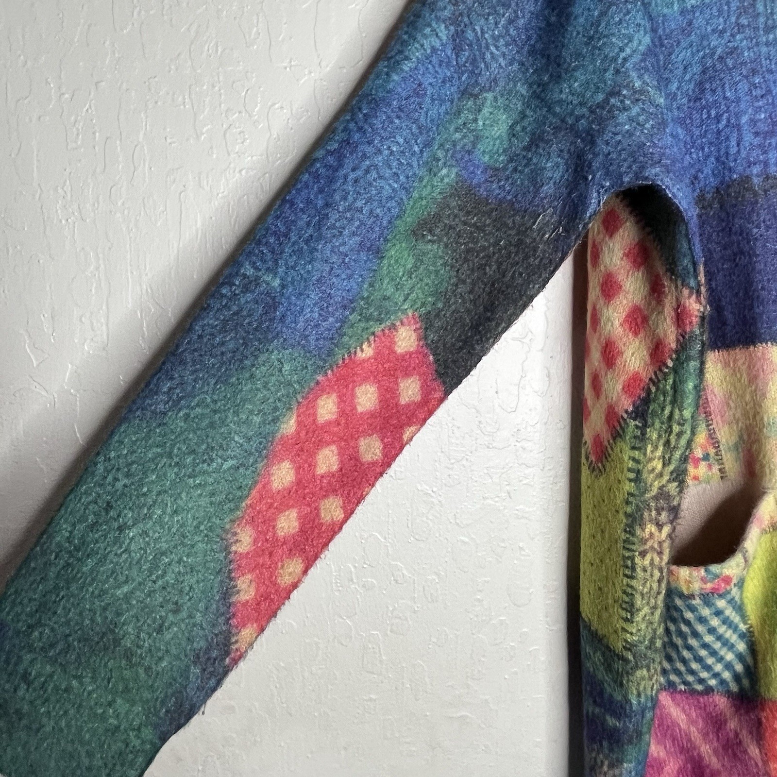 YESNO Patchwork Quilt  Oversized Wool Blend Cardi… - image 2