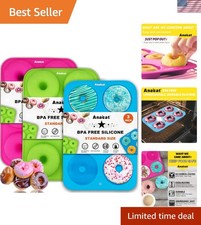 3 Pack Donut Pan Silicone Baking Mold, Just Pop Out Non-Stick Doughnuts Baki...