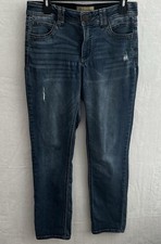 Democracy  Ab  technology Jeans Womens 8 Blue Stretch Skinny Distressed Mid Rise