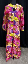 Vintage 60s 70s Psychedelic Bright Colorful Mod Floral Palazzo Jumpsuit Small