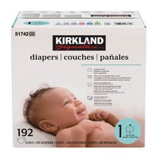 Kirkland Signature Baby Diapers Size 1 Up to 14 lb White Unisex 192 ct