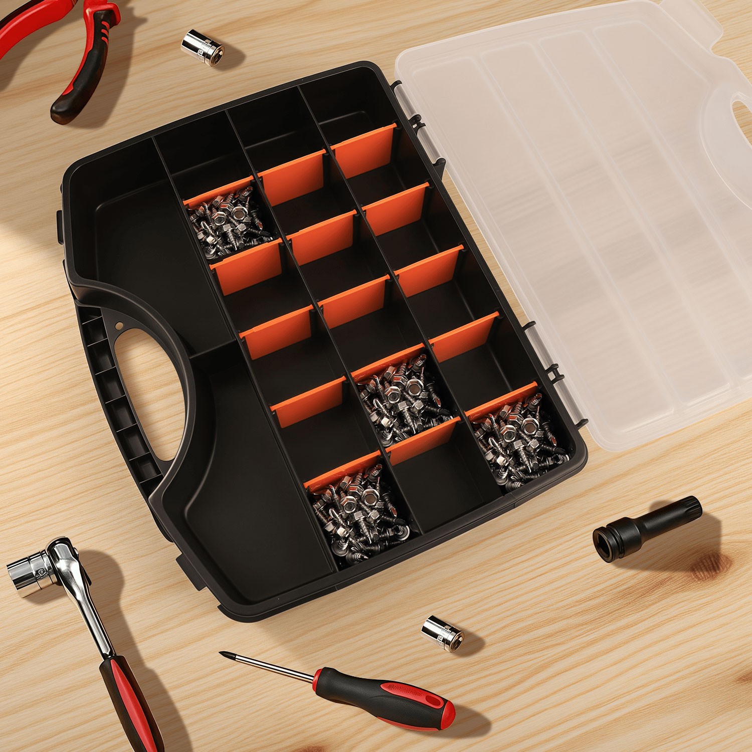 Tools Box Organizer - Hardware Box Storage Small Parts Case Screws Bolts Nails