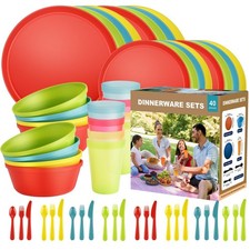 40-Piece Unbreakable Dinnerware Set for Toddlers Children, BPA-Free Easy-...