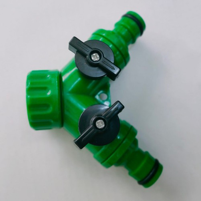 #ad 2 Pcs Garden Tap Splitter 2 Way Hose Pipe Connector ABS Plastic Green $9.96