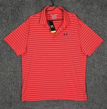 Under Armour The Playoff Polo Golf Shirt Men s XL Red Tour Stripe NWT NEW Loose