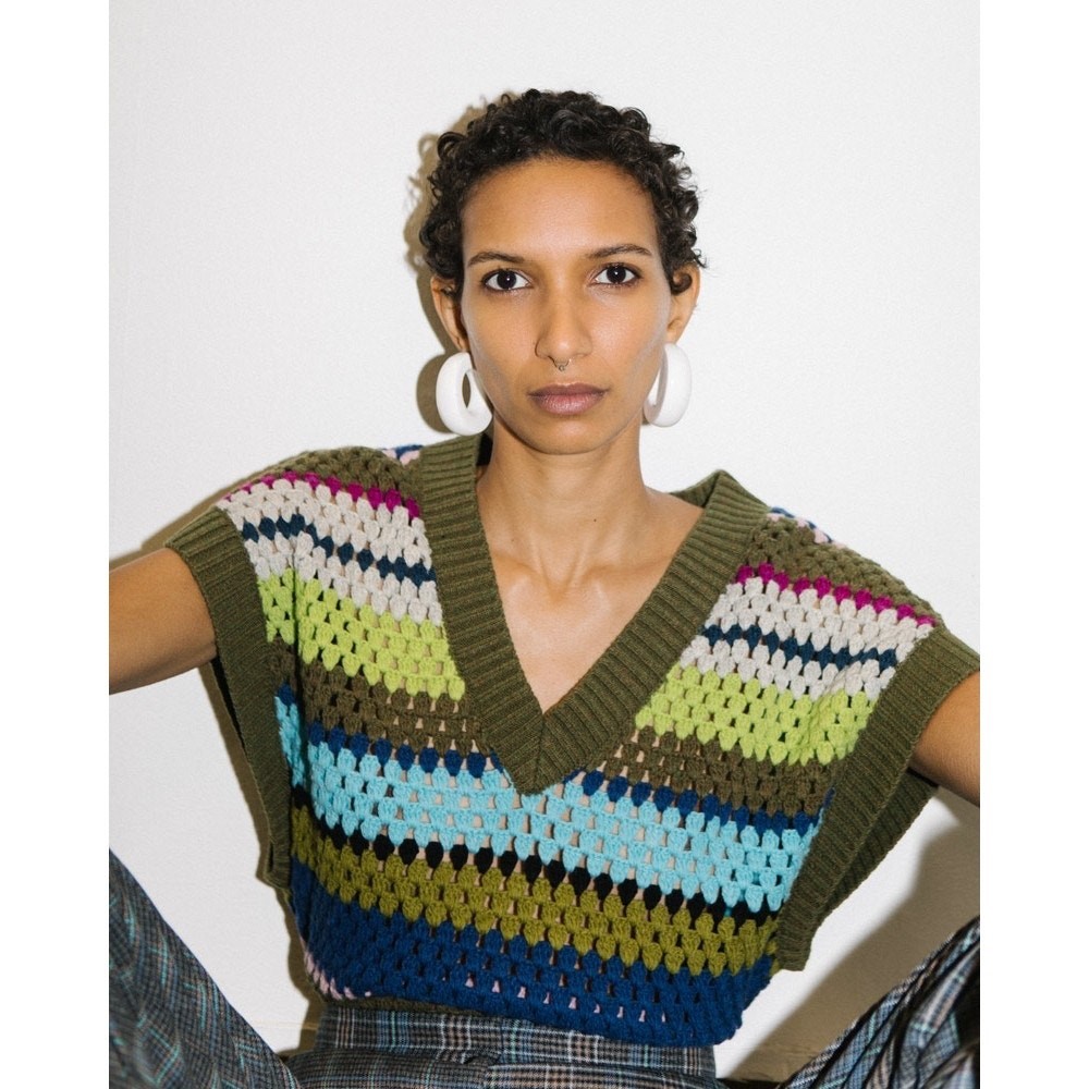 BAUM UND PFERDGARTEN Coletta Striped Crochet Sweater Vest image 3