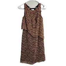 Suzi Chin for Maggy Boutique Dress Sz 2 Women Floral Sleeveless Ruffle Boho READ