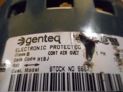 Genteq EON 5662 5SBA39GLV5001 Dated 08/13/2018 1/2hp 120/240V