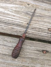 Antique Mini Flat Head Screwdriver Wood Handle 5" Total Length