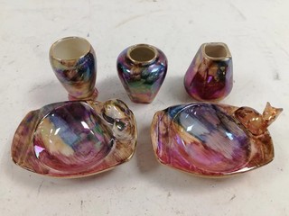 Oldcourt Ware Pottery Set Vases Dishes Handpainted England