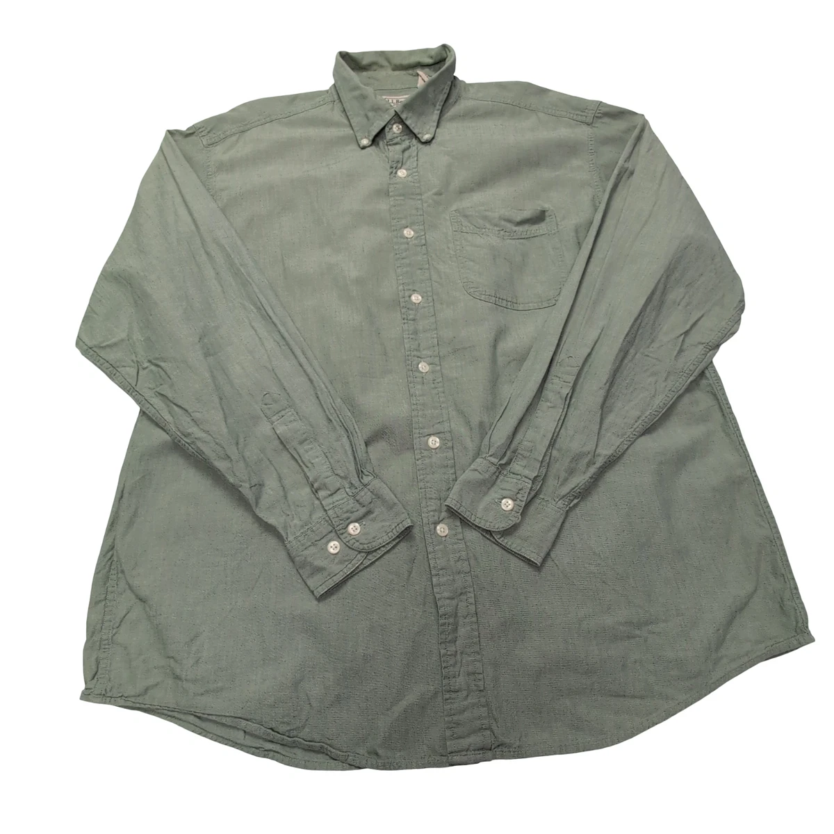 Chemise boutonnée à manches longues bleue en chamois LL Bean
