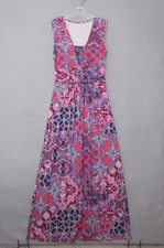 Garnet Hill Maxi Dress Small Pink Floral Medallion Knit Soft Flowy Beachy Boho