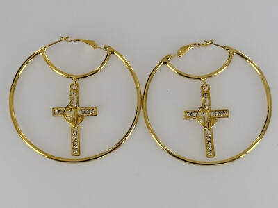 Un Paio Di Orecchini A Cerchio E Croce Da 30 Mm Placcati In Argento. - Italia - Foto 4