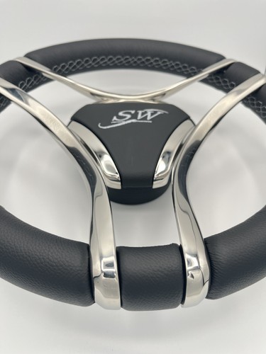 Lora Boat Steering Wheel Stainless Steel Spokes KEYED | Silver Wave Boat Logo - Picture 13 of 23