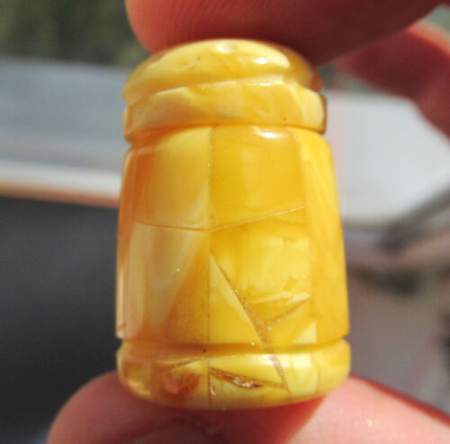 Natural Genuine Antique Butterscotch Egg Yolk Baltic Amber Thimble 5.1g.