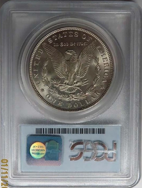 :1889-P SILVER MORGAN DOLLAR BRIGHT BLAST WHITE PCGS NEAR GEM MS64 HIGH GRADES - Image 2 of 4