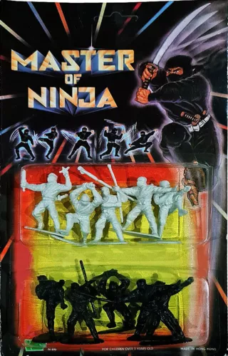 HING FAT Japanese 2" Ninja Soldiers, 5 Black, 5 White, Vintage 1980's, MOSC!!