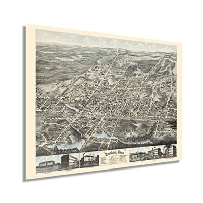 1878 Brockton Massachusetts Map - Old Map of Brockton Massachusetts Wall Art