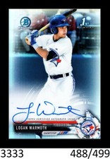 1-2017 BOWMAN CHROME DRAFT REFRACTOR AUTO LOGAN WARMOTH BLUEJAYS 488/499