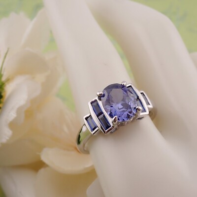 JTV Bella Luce Esotica Tanzanite CZ Sterling Silver Size 11