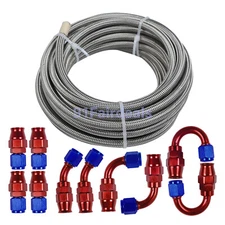 10/20FT Nylon Braided Fuel Line 4AN-6AN-8AN-10AN-12AN Fuel Hose End Fittings Kit