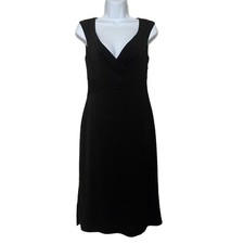White House Black Market Little Black Sleeveless V Neck Knee Length Dress Size 4