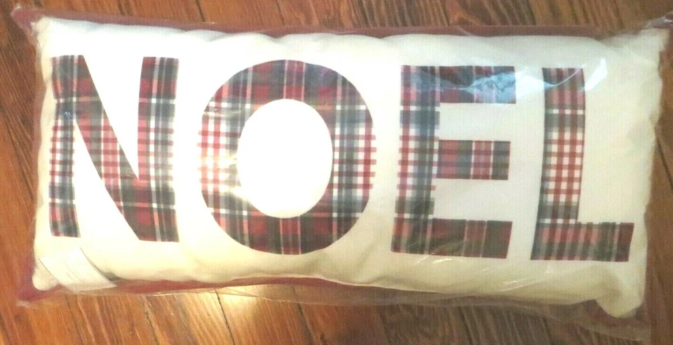 Pottery Barn Holiday Plaid Christmas Pillow Noel Disney party gift Birthday / - Image 3 of 4