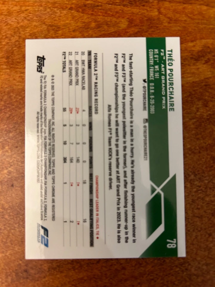 Formula 1 Topps chrome 2023 Theo Pourchaire gold #78, /50 - Image 2 of 3